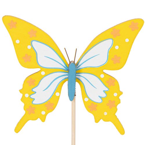 Artikel Schmetterlingsstecker aus Holz 28,5cm – Kreativer Bastelbedarf für Floristik & Geschenkdeko im 12er-Set