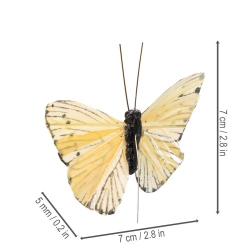 Artikel Deko Schmetterlinge 7cm aus echten Federn mit Draht - Set 12 Stück Farbmix
