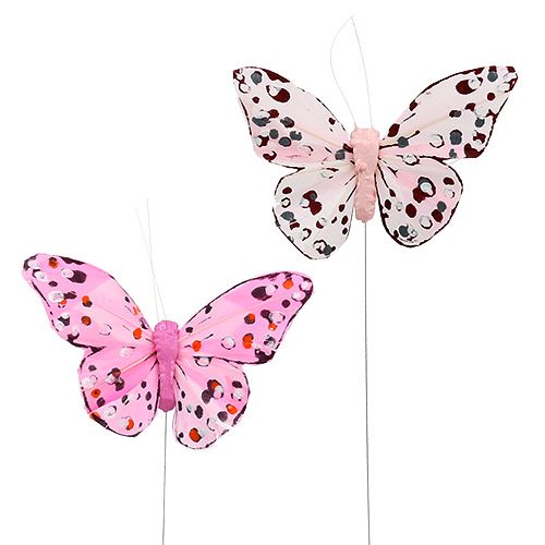 Floristik21 Schmetterling 10cm Rosa 12St