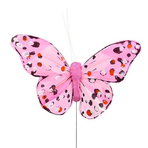 Floristik21 Schmetterling 10cm Rosa 12St