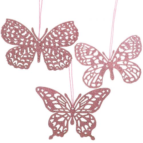 Floristik21 Dekohänger Schmetterling Pink Glitter10cm 6St