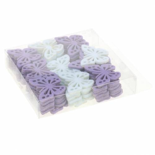 Filzschmetterling Tischdekoration Lila Weiß Sortiert 3,5x4,5cm 54 Stück