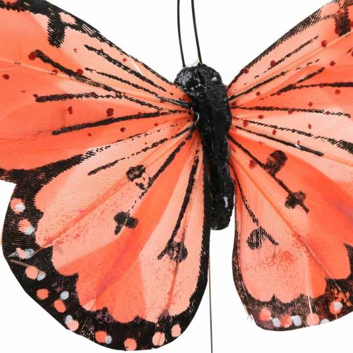 Artikel Federschmetterling mit Draht Farbe Lachs und Lila 10cm 12 St