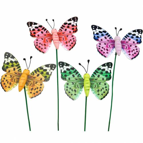 Floristik21 Deko-Schmetterling am Stab Blumenstecker Frühlingsdeko 16 St