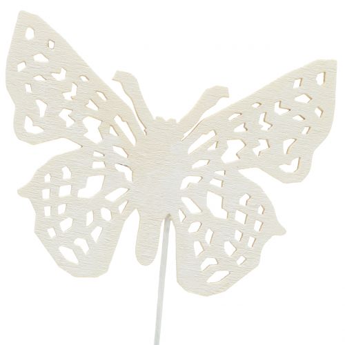 Blumenstecker Schmetterling Weiß 26cm 15St