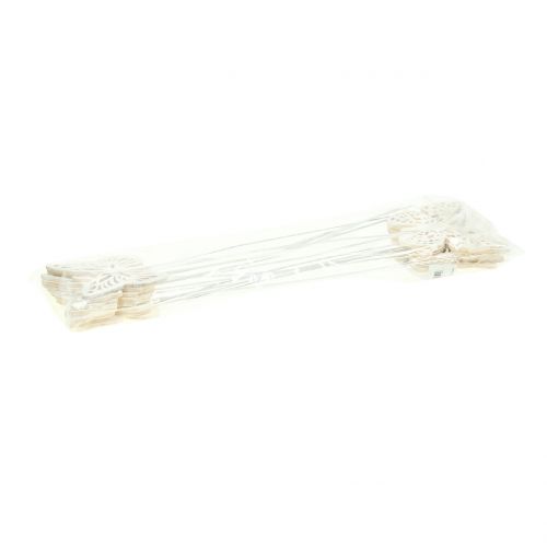 Floristik21 Blumenstecker Schmetterling Weiß 26cm 15St