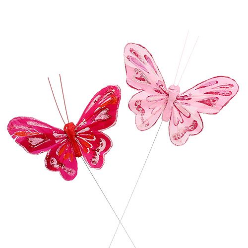 Floristik21 Schmetterling 9,5cm Pink 12St