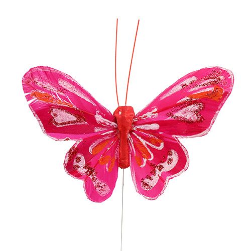 Floristik21 Schmetterling 9,5cm Pink 12St