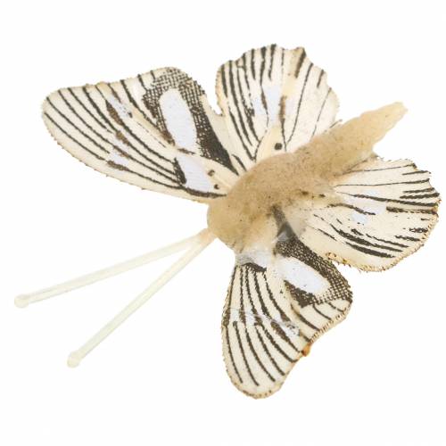 Deko Schmetterling mit Metallclip Natur sortiert H4,9cm/5,8cm/7,4cm 6St
