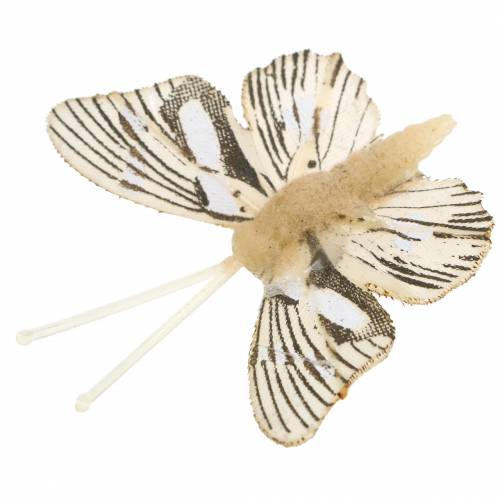 Floristik21 Deko Schmetterling mit Metallclip Natur sortiert H4,9cm/5,8cm/7,4cm 6St