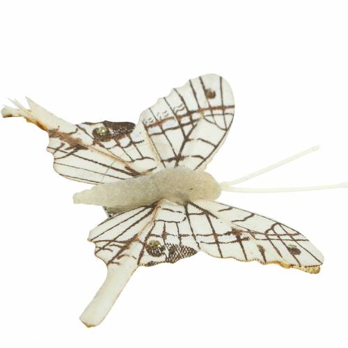Deko Schmetterling mit Metallclip Natur Silber sortiert H4,9cm/5,8cm/7,4cm 6St