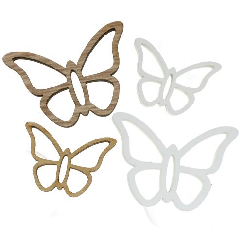 Floristik21 Holzschmetterling Weiß/Natur 3cm - 4,5cm 48St