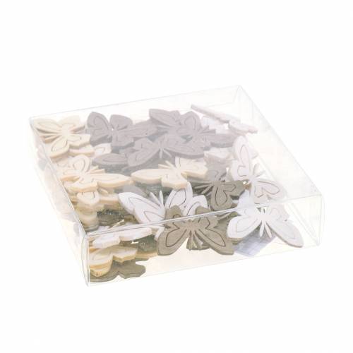 Floristik21 Schmetterling Holz Weiß, Creme, Braun Sortiert 4cm 72 St Tischdekoration Frühling