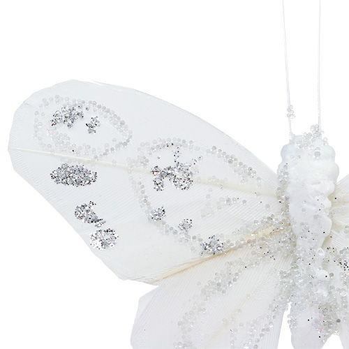 Artikel Schmetterling Weiß 9cm mit Glitter 12St