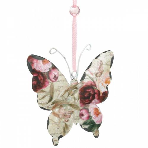 Floristik21 Schmetterling zum Hängen Metall Dekohänger 9cm Frühlingsdeko 6St