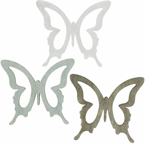 Floristik21 Schmetterling 4cm Streudeko Holz Braun/Hellgrau/Weiß 72 St