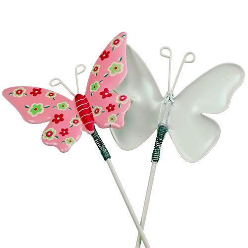 Floristik21 Schmetterlinge mit Draht Blech bunt 6cmx5cm L24cm