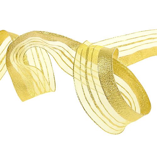 Floristik21 Schmuckband mit Lurexstreifen Gold 40mm 20m
