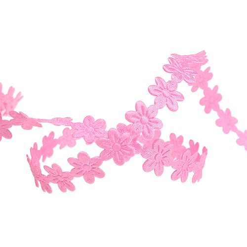 Artikel Schmuckband mit Blüte 1cm Rosa 20m