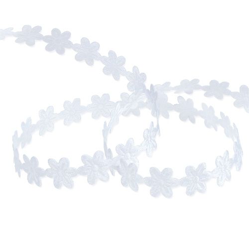 Floristik21 Schmuckband Weiß mit Blüte 1cm 20m