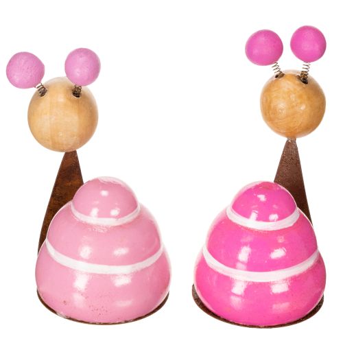 Artikel Holz Schnecken-Deko Figuren 9cm 4er-Set in Rosa und Pink für Tisch- und Fensterdekoration