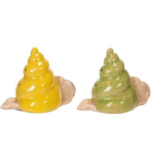Artikel Keramik Schnecken Figuren mit LED-Beleuchtung, 12 cm, 2er-Set, dekorative Tischdeko