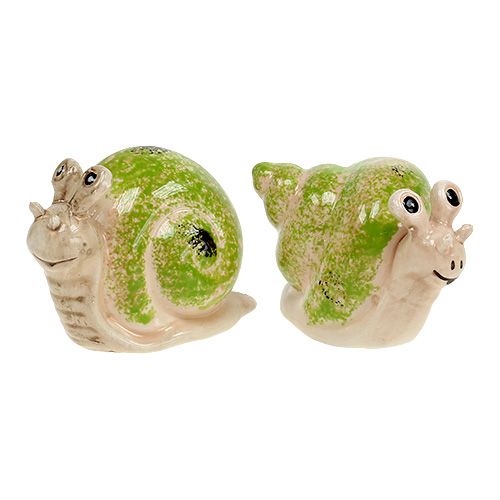 Floristik21 Deko-Figur Schnecke Creme-Grün 5cm 6St