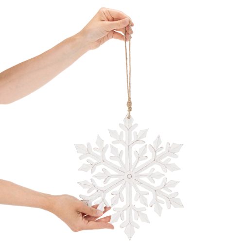 Artikel Deko Schneeflocke Holz Hängedekoration Weiß Ø30cm