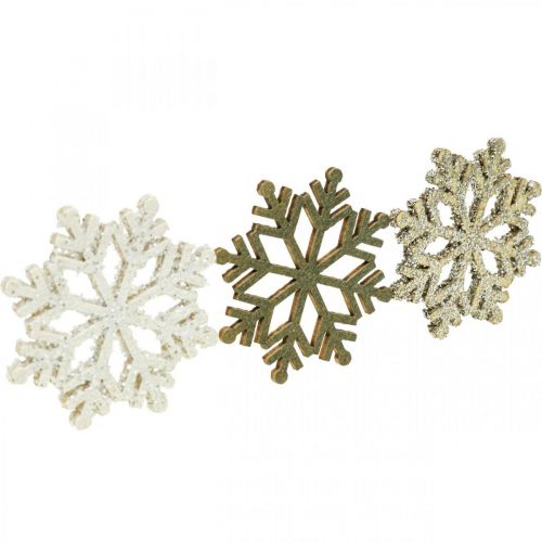 Schneeflocke Natur, Weiß Glimmer Mix Ø4cm 72St
