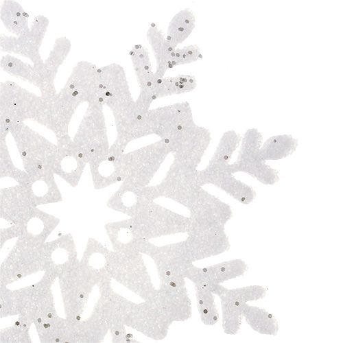 Artikel Schneeflocke Weiß mit Glimmer sort. 10cm 12St