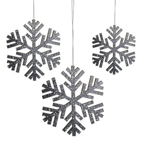 Schneeflocke Grau zum Hängen Ø8cm - Ø12cm 9St