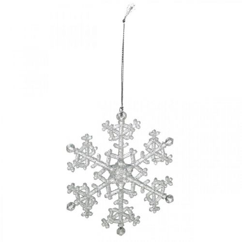 Floristik21 Deko-Schneeflocke, Winterdeko, Eiskristall zum Hängen, Weihnachten H10cm B9,5cm Kunststoff 12St