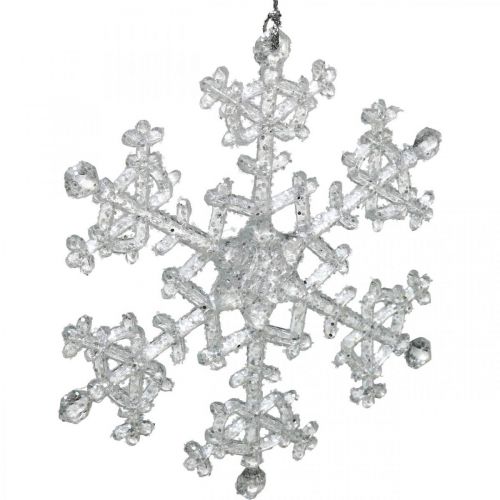 Artikel Deko-Schneeflocke, Winterdeko, Eiskristall zum Hängen, Weihnachten H10cm B9,5cm Kunststoff 12St