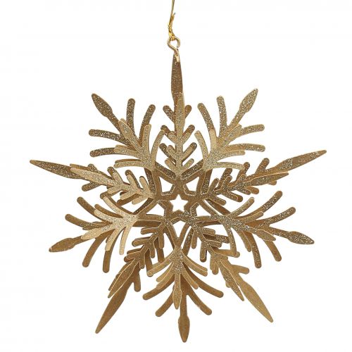 Floristik21 Schneeflocke 3D-Effekt Gold 16cm x 15,5cm 2 St