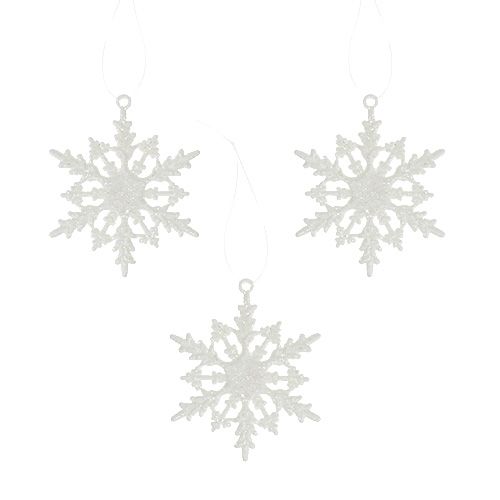 Floristik21 Schneeflocke zum Hängen 7cm weiß mit Glitter 36St
