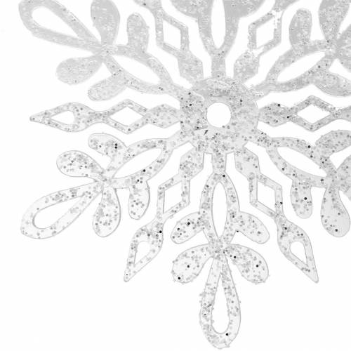 Floristik21 Schneeflocke zum Hängen 14,5cm Transparent, Glitzer 12St