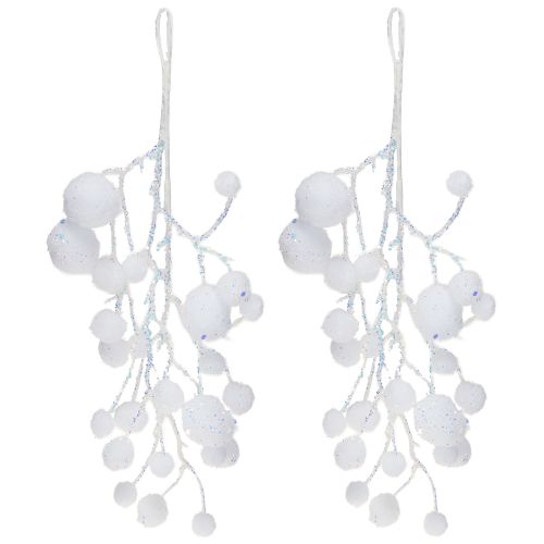 Artikel Funkelnde Schneeflocken-Dekozweige mit Glitzer – 30cm, 2er Set für Weihnachtsdeko