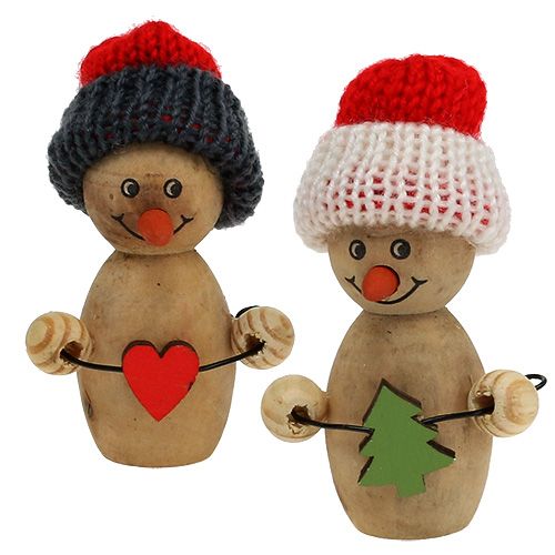 Floristik21 Schneemann Figur Holz 8cm - 9cm 6St