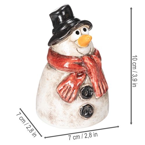 Schneemann-Figur Keramik 10cm Rot Schwarz Handbemalt Innenbereich | Floristik21.de