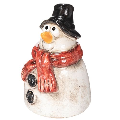 Schneemann-Figur Keramik 10cm Rot Schwarz Handbemalt Innenbereich | Floristik21.de