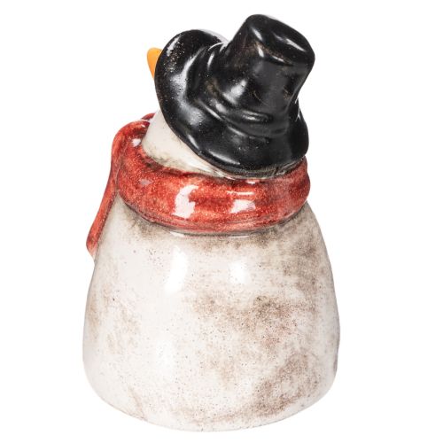 Schneemann-Figur Keramik 10cm Rot Schwarz Handbemalt Innenbereich | Floristik21.de