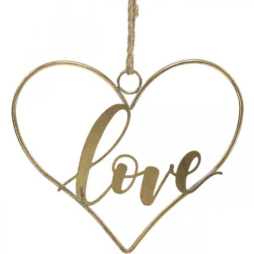 Artikel Schriftzug Love Herz Deko Metall Gold zum Aufhängen 27cm