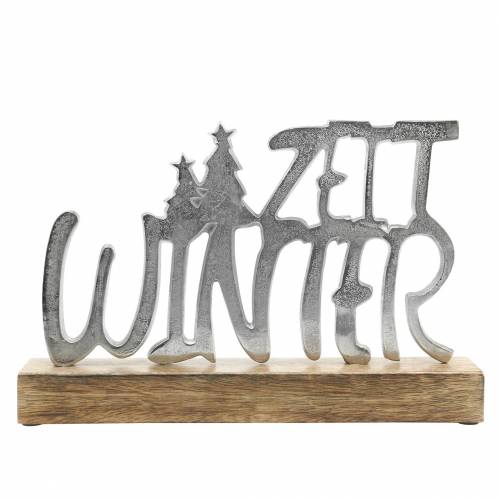 Floristik21 Tischdeko „Winterzeit“ Metall, Mangoholz Silbern 33×22cm