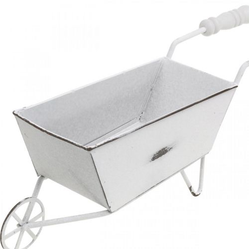 Floristik21 Mini-Schubkarre, Tischdeko, Sommerdeko Shabby Chic Braun, Weiß H7,5cm L25cm