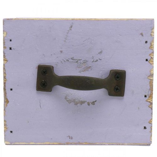 Artikel Schublade Shabby Chic Deko Holz Lila Frühling 12,5×12,5×10cm