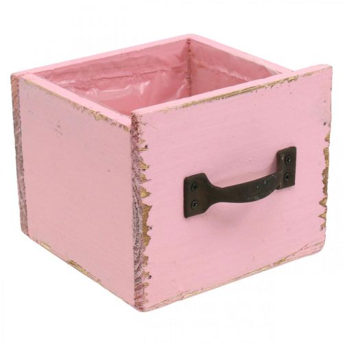 Floristik21 Deko Schublade zum Bepflanzen Rosa Holz Shabby Chic 12,5×12,5×10cm