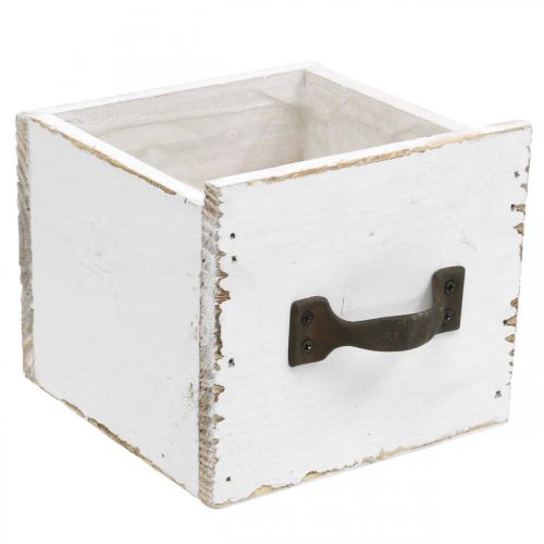 Pflanz-Schublade Holz Weiß Shabby Chic Deko 12,5×12,5×10cm