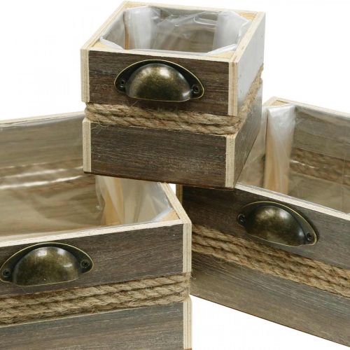 Floristik21 Pflanzkasten Holz-Schublade Blumenkasten 26/20/14cm 3er-Set
