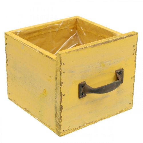 Deko-Schublade Vintage Pflanzgefäß Holz Gelb 12,5×12,5×11cm Deko-Schublade Vintage Pflanzgefäß Holz Gelb 12,5×12,5×11cm