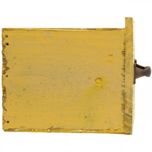 Deko-Schublade Vintage Pflanzgefäß Holz Gelb 12,5×12,5×11cm